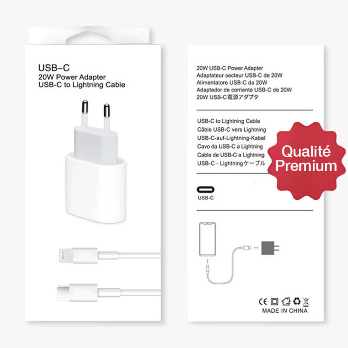 Chargeur Secteur iPhone 20W - PREMIUM